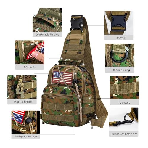 80L 2 Pack Hiking Backpack for Men with Sling Tactical Backpack (2 Count)