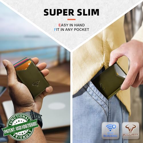 Men Slim Leather Wallet Metal Case Money Clip