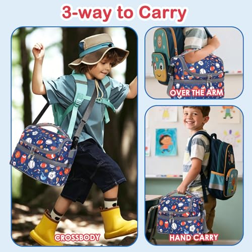Double Decker Cooler Insulated Lunch Bag Large Tote for Boys