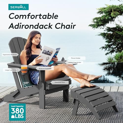 Outdoor Adirondack Chair Set of 6 with 2 Cup Holders (6 Count)