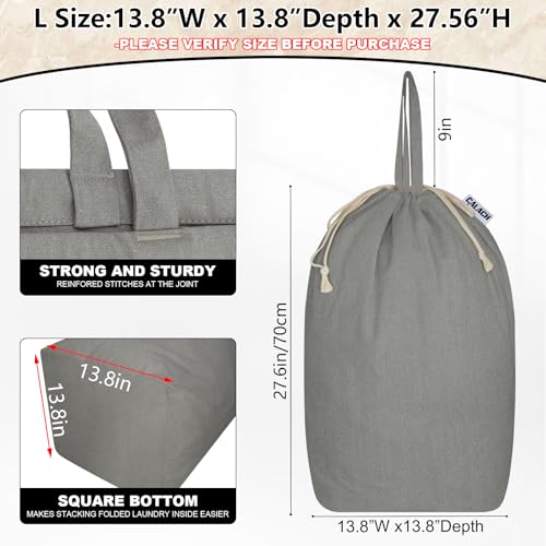 Canvas Laundry Bag with Handles & Square Base
