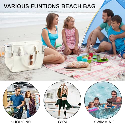 Waterproof Beach Tote Pool Bags for Women Ladies Extra Large Carry On Bag With Wet Compartment Fit 40oz Tumbler Holder Gym Travel Bag for Cruise