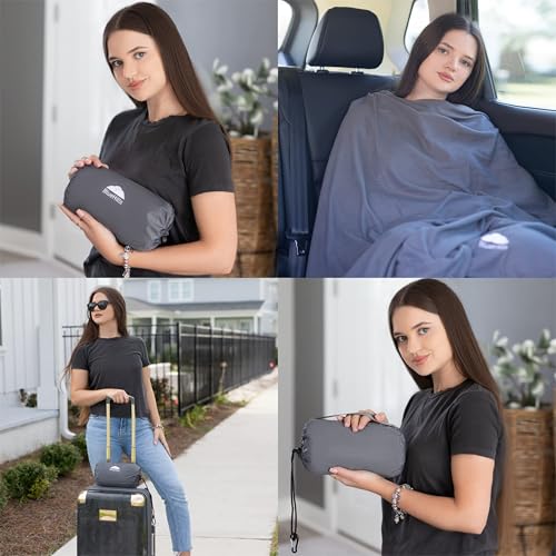 Ultra Compact Travel Blanket Pillow Airplane Long Flights