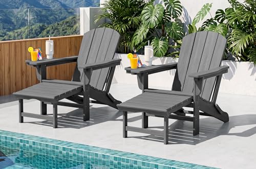 Folding Adjustable Adirondack Chairs with Footrest Set of 2 (2 Count)