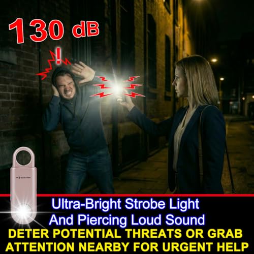 130db Personal Safety Alarm with Ultra Bright Strobe Light. Pink