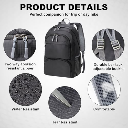 20L Lightweight Packable Hiking Daypack Foldable Backpack for Men Women Small Travel Outdoor Foldable Shoulder Bag