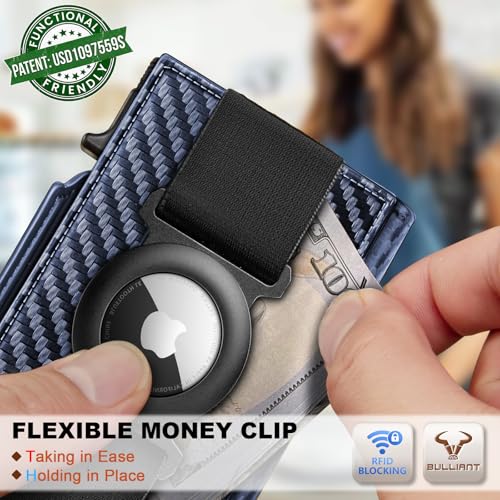 Men Airtag Leather Wallet Metal Case Money Clip
