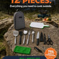 12 Pcs Camp Cooking Utensil Set & Outdoor Kitchen Gear Cookware Kit