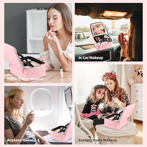 Travel Makeup Bag with LED Mirror