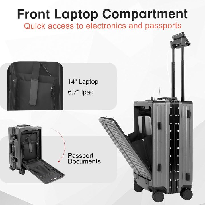 Zipperless 20 Inch Carry On Luggage