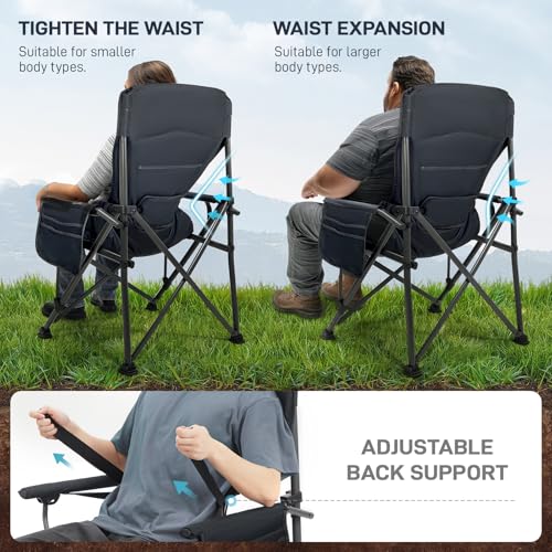 Oversized Folding Camping Chair for Adults with Adjustable Lumbar Support