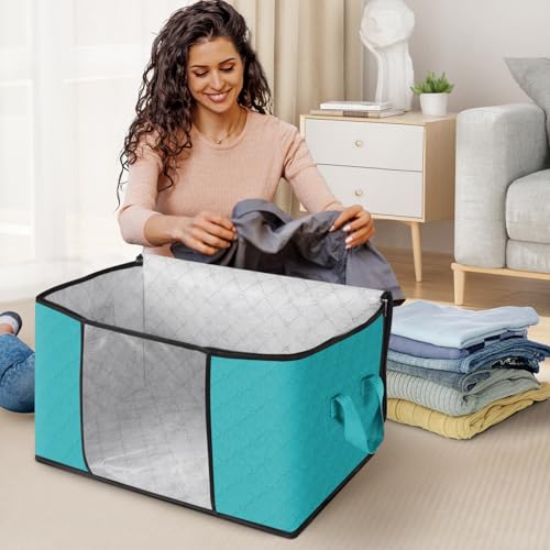6 Pack Storage Bags for Clothes Blanket Storage Bins with Lids (6 Count)