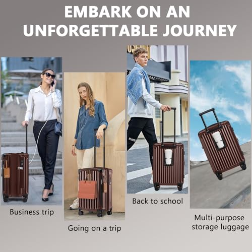 20in Carry On Luggage with Cup Holder and USB Port