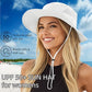 Women's UPF 50+ Safari Sun Hat Ladies Sun Hat Wide Brim Bucket Hats Breathable UV Protection Fishing Hats White
