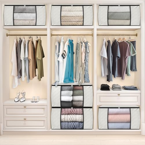 6 Pack Storage Bags for Clothes Blanket Storage Bins with Lids (6 Count)