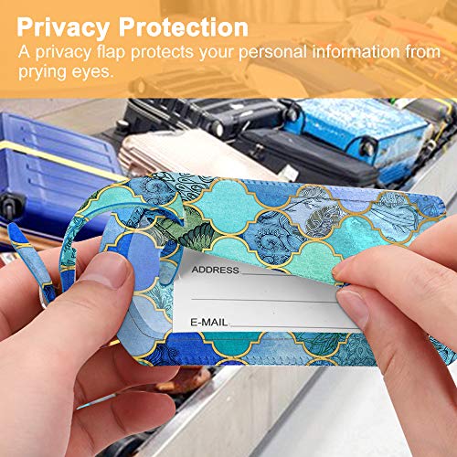 2 Pack Luggage Tags Leather Name ID Labels with Privacy Cover (2 Count)