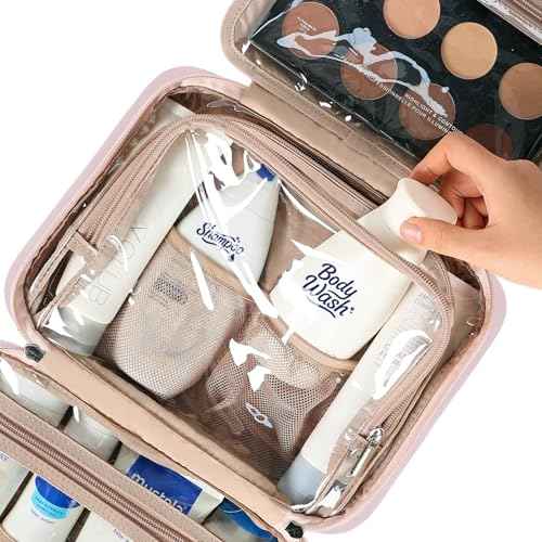 Travel Toiletry Bag for Women Hanging Organizer Makeup Case Pockets