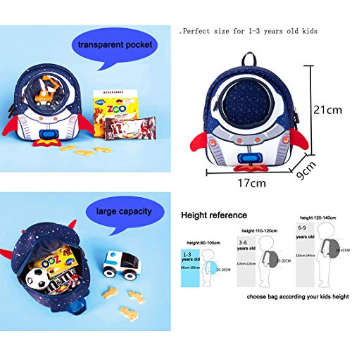 Rocket Toddler Kids Backpack with Harness Leash for Boys Girls Age 1