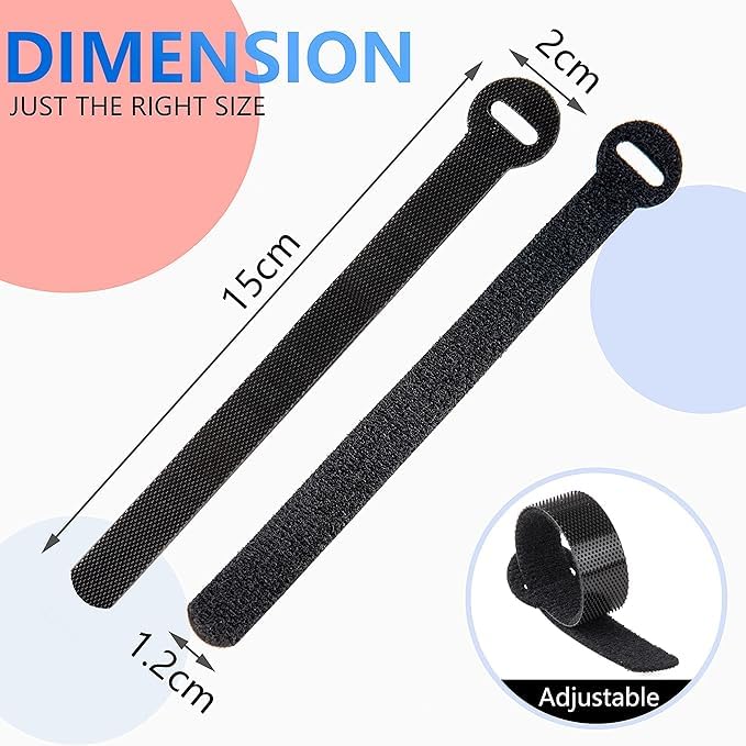 120 x Reusable Cable Ties Black (120 Count)