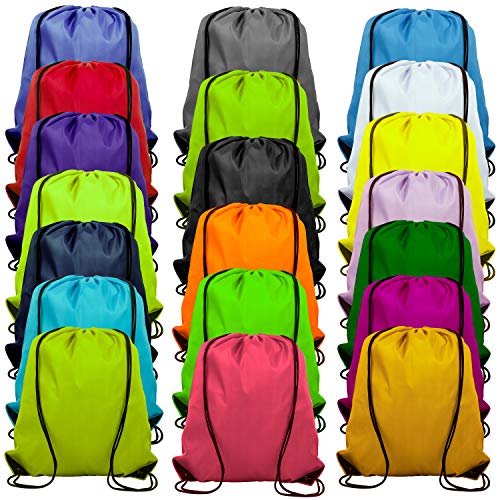 20 Colors Drawstring Backpack Bags Sack Pack Cinch Tote Sport Storage Polyester Bag for Gym Traveling (20 count)