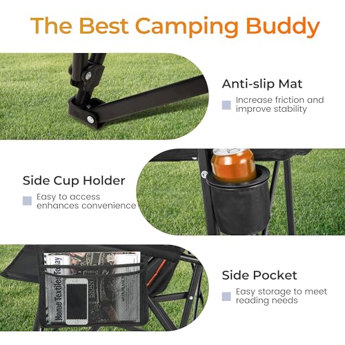 Heavy Duty 550LBS Padded Camping Chairs with Lumbar Support (2 Count)