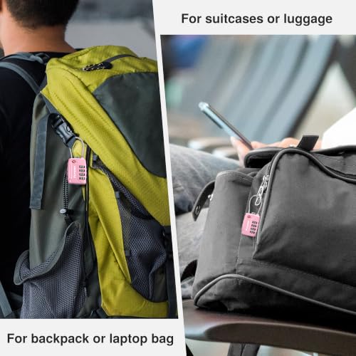 2 Pack TSA Approved Luggage Locks 4 Digit Code Cable Lock Basic Pink (2 Count)