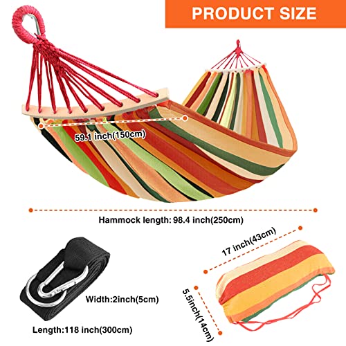 Portable Hammock Single & Double Hammocks with Carrying Bag and 2 Tree Straps for Camping Travel Beach Outdoor 660lbs Capacity