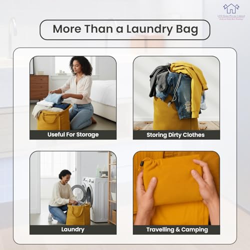 LFH Home Large Premium Cotton Rich Canvas Laundry Bag with Drawstring and Handles Heavy Duty (2 Count)