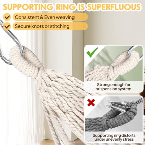 Cotton Camping Hammock Portable with Tree Straps Holds 660lbs