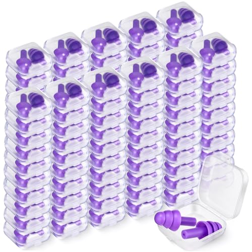 100 Pairs Silicone Ear Plugs Bulk with Case Nrr 29db (100 Count)
