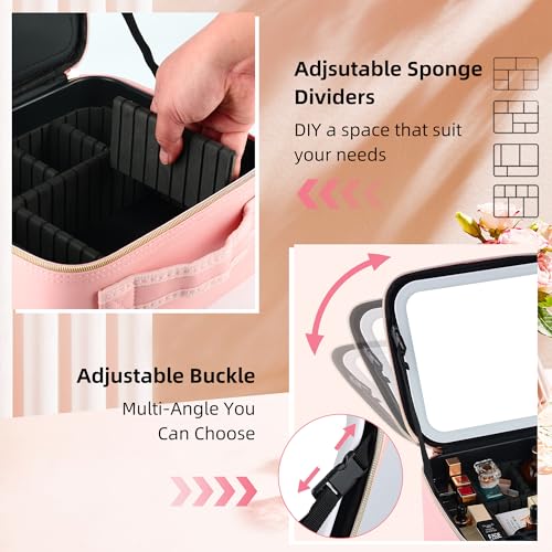 Travel Makeup Bag with LED Mirror