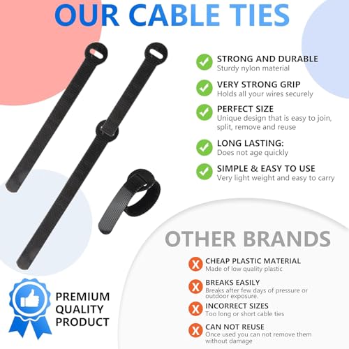 100 x Colourful Reusable Cable Ties (100 Count)