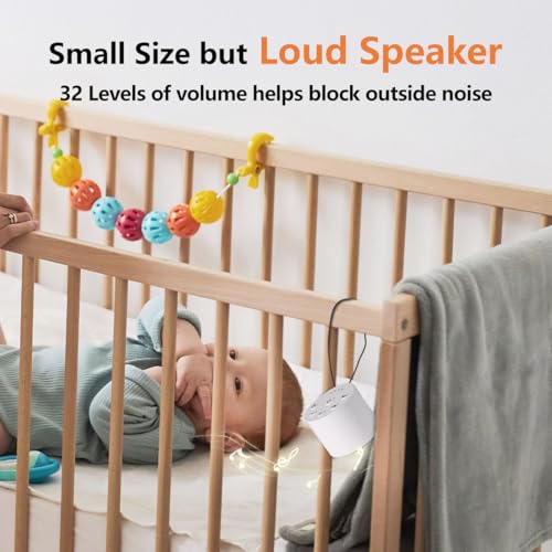 Sleep Sound Machine Portable White Noise Machines with 30 Soothing Sounds 32 Levels Volume 4 Timer Options Compact Auto