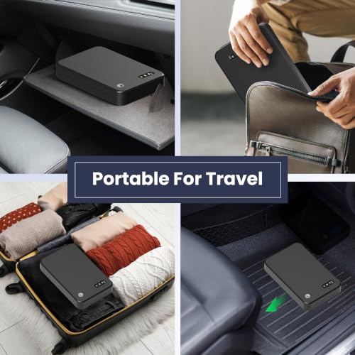 Portable Electronic Car Gun Safe for Handgun with Security Cable