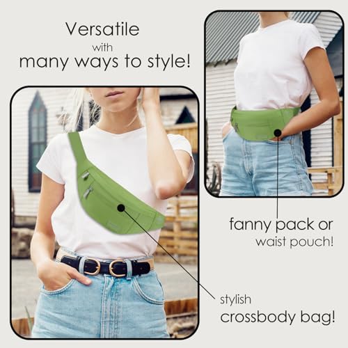 Large Crossbody Fanny Pack Belt Bag with 4