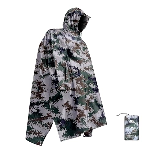 Hooded Rain Poncho for Adult with Pocket Waterproof Lightweight Unisex Raincoat for Hiking Camping Emergency