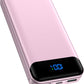 Portable Charger Power Bank 40000mAh Powerbank PD 30W and QC 4.0 Fast Charging External Battery Pack with USB-C LED 3 Outputs & 2 Inputs Portable Charging for iPhone 15 14 13 (Pink) - Roamly