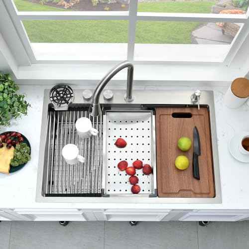33x19 Drop In Kitchen Sink with Faucet Combo