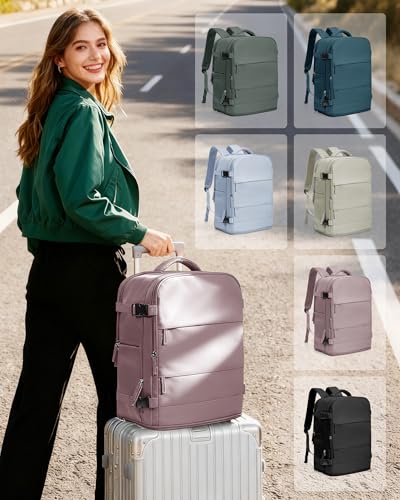 Travel Backpack Carry On for Women Man Gym Backpacks with Laptop Compartment Mochila de Viaje Teacher Personal Item Backpack Rucksack Airplane Accessories Must Haves Pink Purple Small