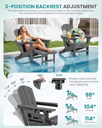 Folding Adjustable Adirondack Chair with Footrest