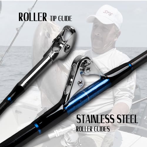 Saltwater Offshore Heavy Trolling Fishing Rod 5'1" Big Game Conventional Boat Fishing Rod Pole with All Roller Guides
