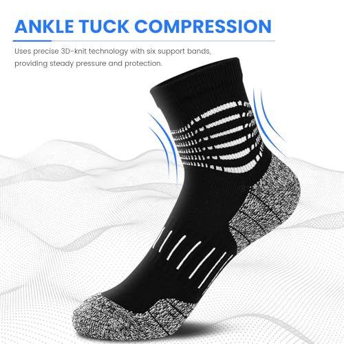 Ankle Compression Socks for Men Athletic Running Socks with Cushioned Support 3 Pairs