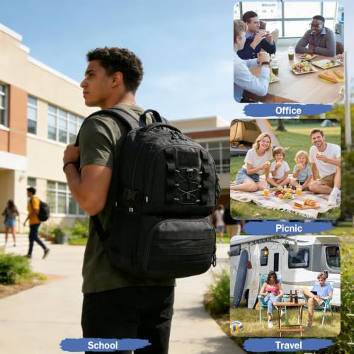 40L Laptop Lunch Backpack for Men with Lunch Compartment and USB Port