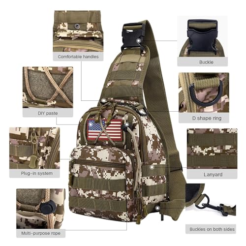 80L 2 Pack Hiking Backpack for Men with Sling Tactical Backpack (2 Count)