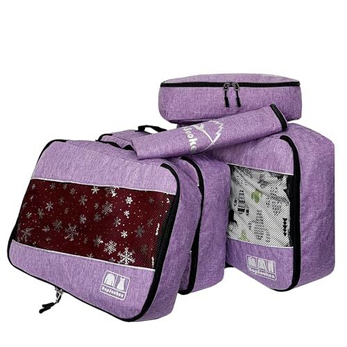 5 Set Packing Cubes for Travel Large Suitcase Luggage Organizer Bags Travel Accessories Vacation 4 Cubes 1 Laundry Pouch Bag (5 Count)