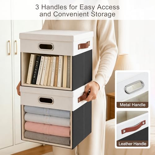 11x11 Inch Ultra Thick Fabric Storage Bins with Lids & Windows (3 Count)