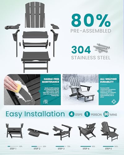 Folding Adjustable Adirondack Chair with Footrest