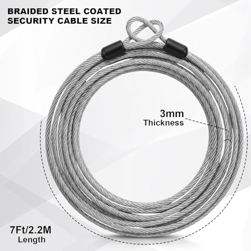 12 Pack Security Cable Luggage Lock with Loops 15 ft 3mm Braided Steel Coated Bike Cable Wire Double Loop Anti Theft Safety for U Lock (12 Count)
