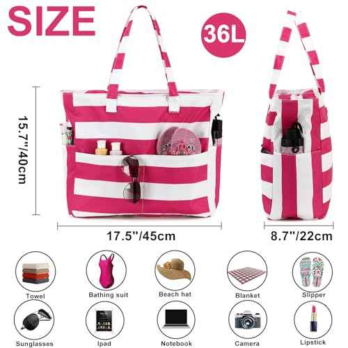 Waterproof Beach Tote Pool Bags for Women Ladies Extra Large Carry On Bag With Wet Compartment for Weekender Travel