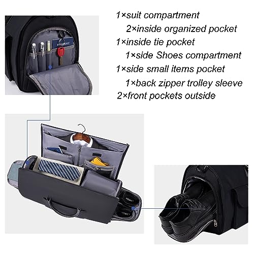 2-in-1 Canvas Garment Duffle Travel Bag with Shoulder Strap,Black
